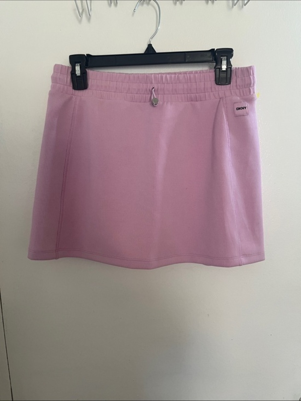 DKNY SPORT Lilac Ribbed Mini Skirt with Draw Detail